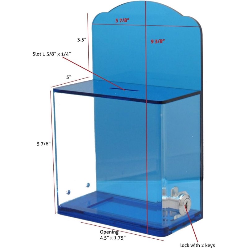 Acrylic Donation Collection Box with Lock and Key - Wall Mount or Countertop Display, Neon Green