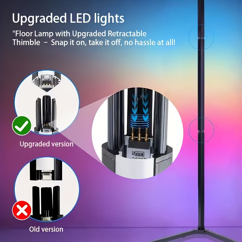 56 Inch RGB Smart Floor Lamp with Remote App Control Music Sync Timer Modern Lighting