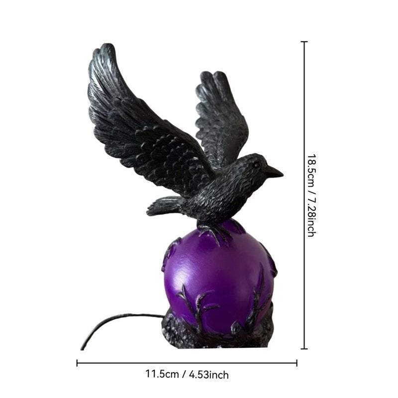 Gothic Crow LED Light Sculpture - Halloween Desk & Bedside Lamp Decor