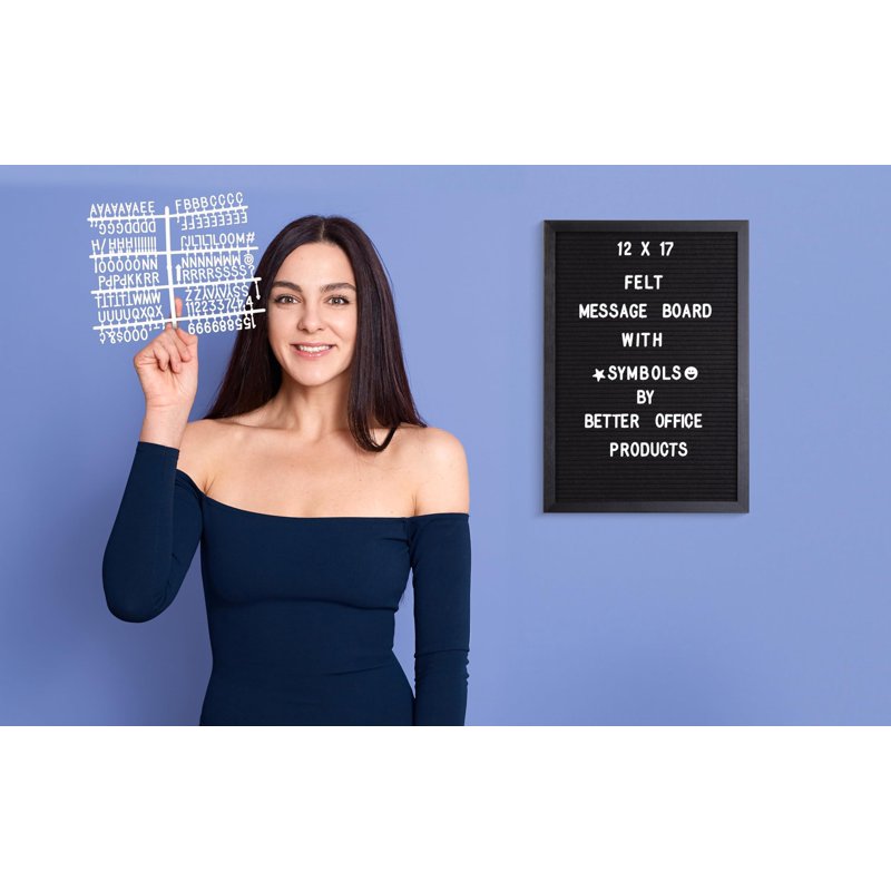 Wood Framed Felt Letter Board 12x17 Inch Changeable Message Board with Stand and Wall Mount