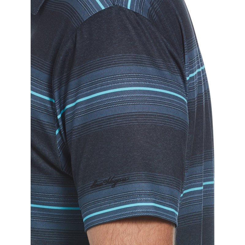 Men's Heathered Stripe Golf Polo Shirt - Performance Moisture-Wicking Sun Protection