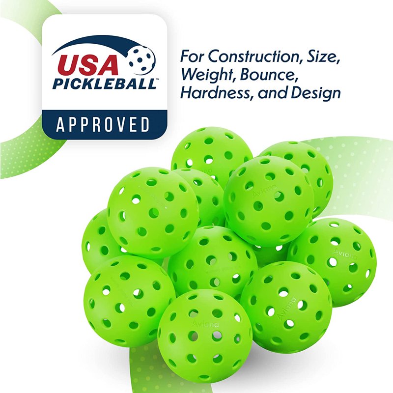 Pro Aviana USA-PA Approved Outdoor Pickleball Balls - 48 Pack, Green, Variation: Green, 48