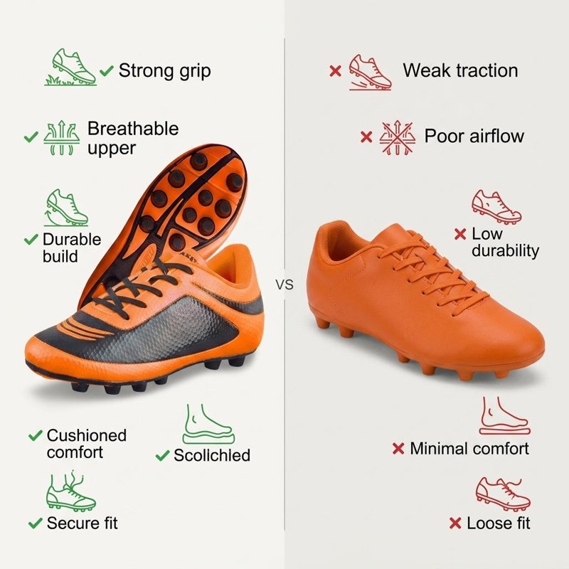 Vizari Kids Soccer Cleats Infinity Lightweight Durable Firm Ground Orange 9 Variation: 9, Orange Black