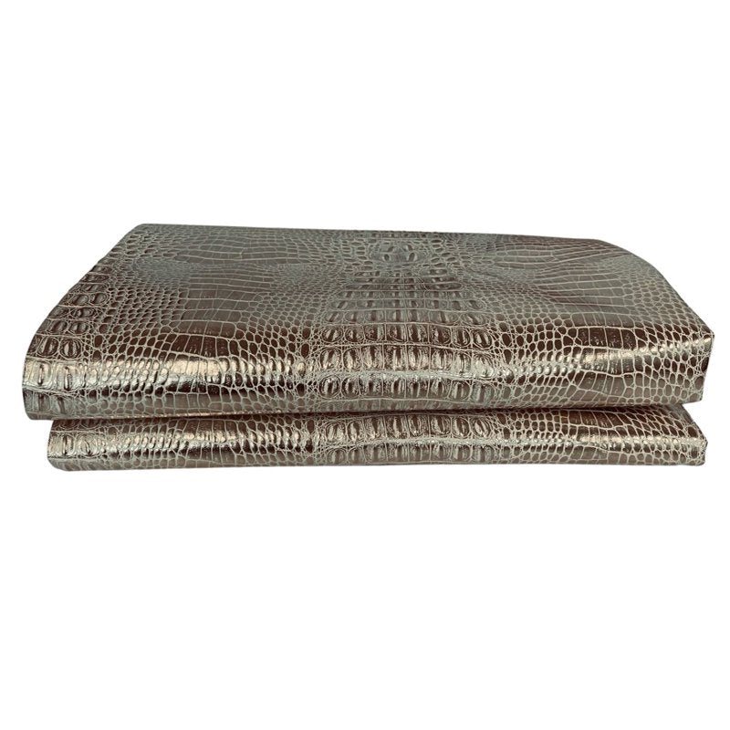 Faux Leather Crocodile Print Upholstery Fabric 52-Inch White Gold Yard