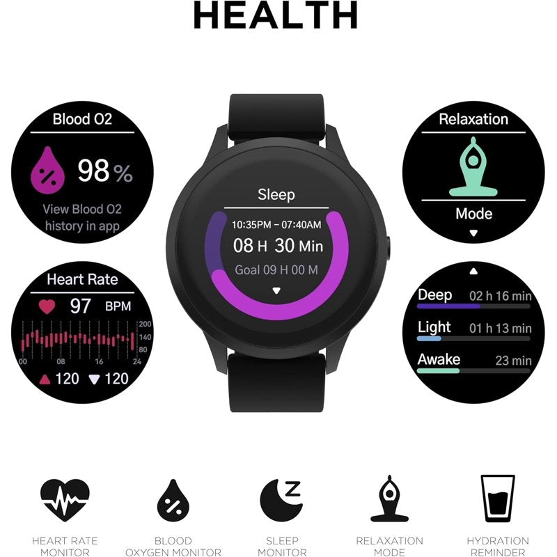 Sports Smartwatch with Heart Rate & Fitness Tracking - Multiple Colors