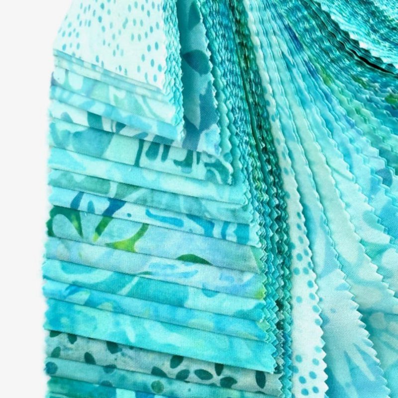 40-Piece Jelly Roll Fabric Strips for Quilting and Sewing - Blue Green Lake