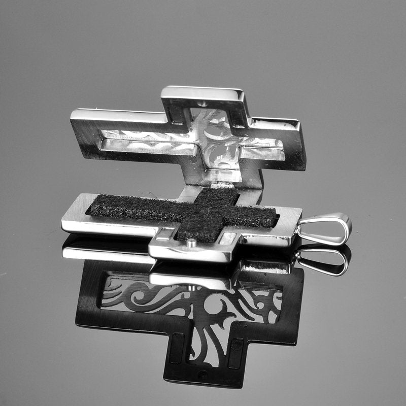 Vintage Cross Aromatherapy Oil Necklace Diffuser Jewelry Gift Set