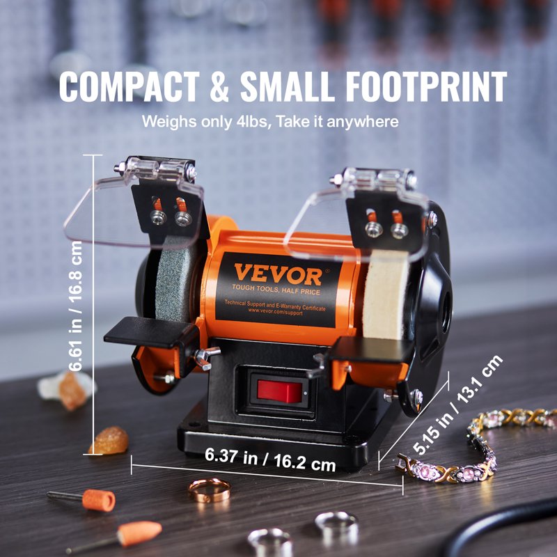 Jewelry Polisher Bench Grinder with Multiple Wheels 3590RPM for Metal & Stone Polishing