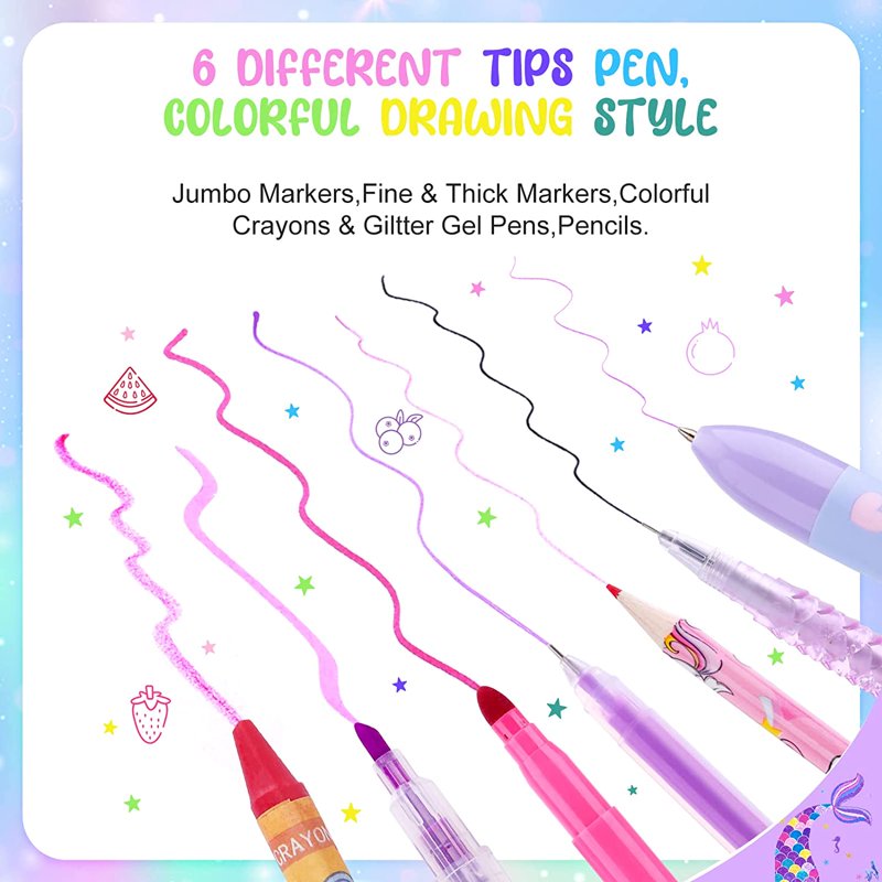 Kids Art & Craft Kit with Glitter Markers and Storage Case - All Variants