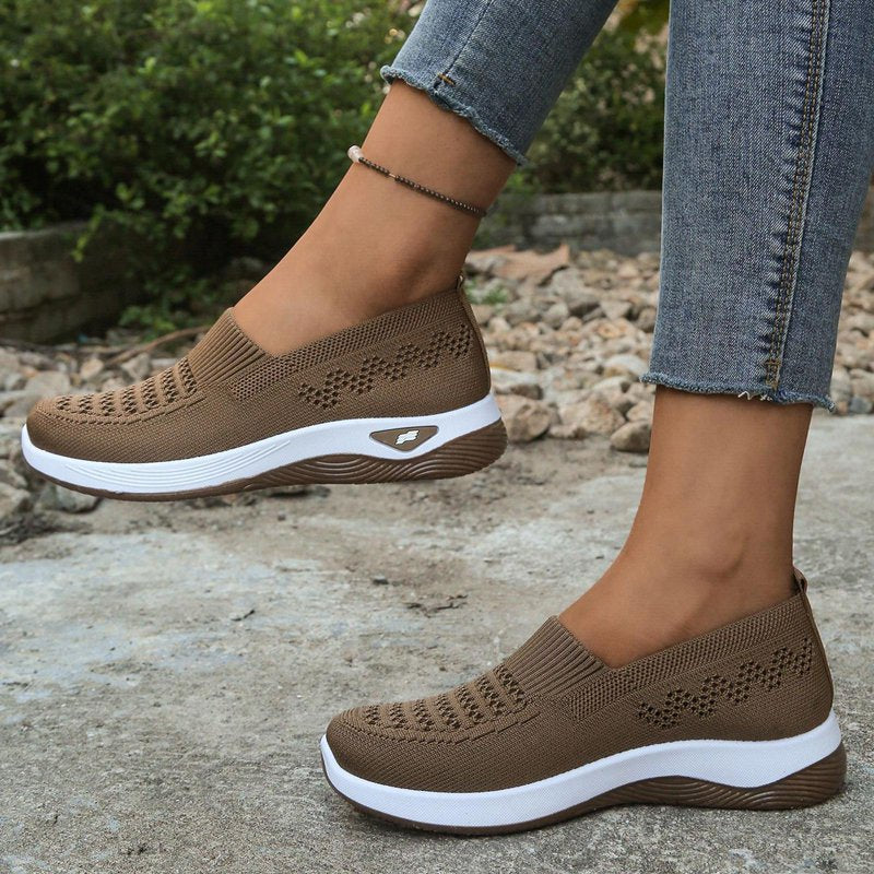 Women's Orthopedic Walking Sneakers with Arch Support - Wide Width Breathable Slip-On Casual Shoes