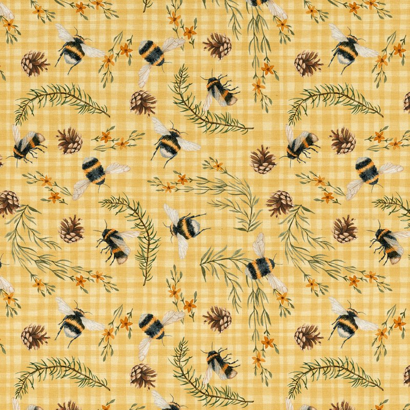 100% Cotton Quilting Fabric - Multi-Color Bee Story 44-Inch Precut