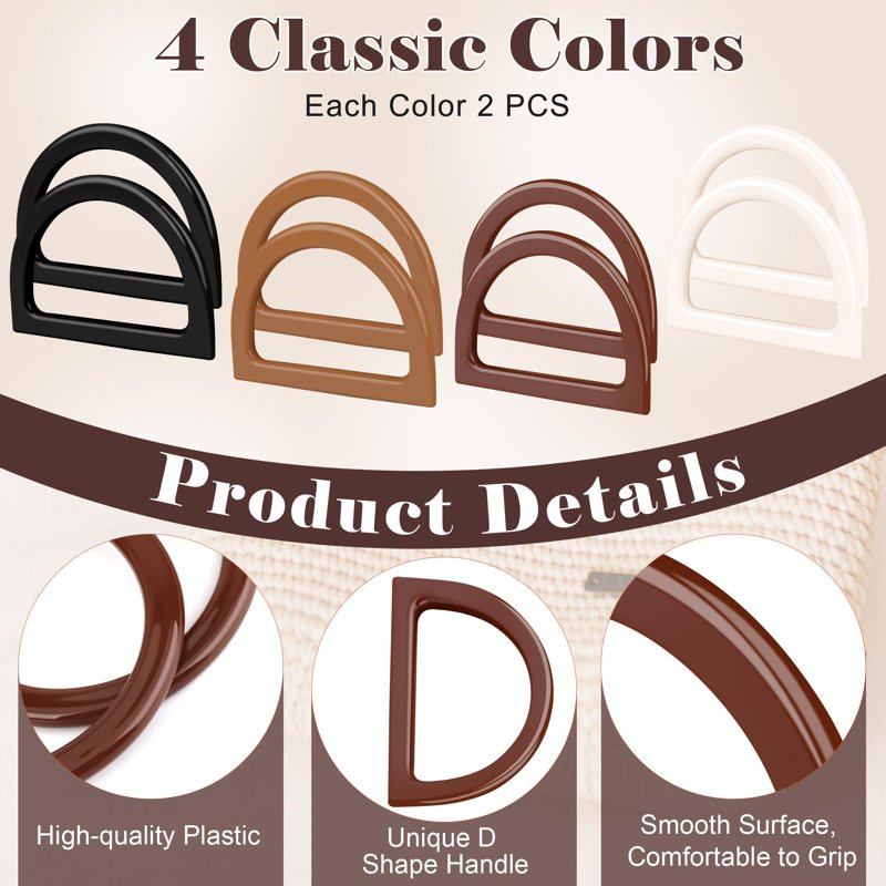 DIY Crochet Bag Kit with Leather Bases, Handles & Hooks - 2 Pcs