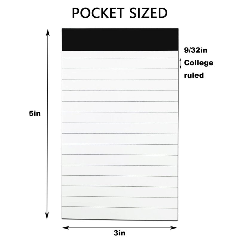 Mini 8 Pack 3x5 Inch Memo Notepads with 30 Lined Sheets - White, College Ruled Refills