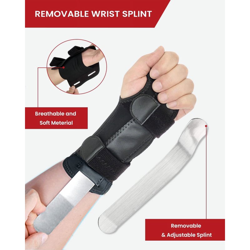 Adjustable Wrist Brace for Carpal Tunnel Support - Left & Right Hand, Large