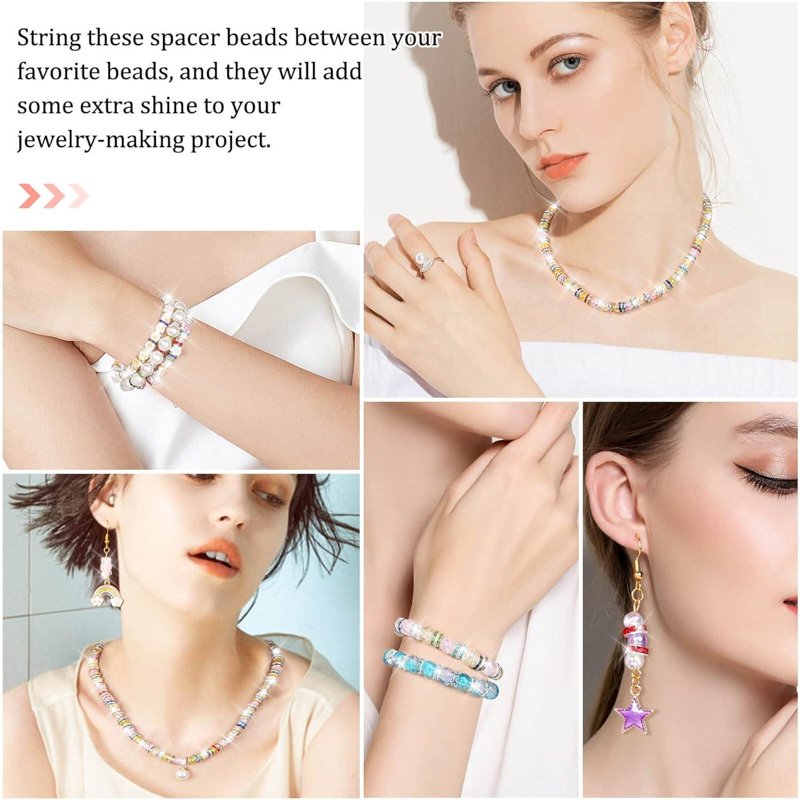 900pcs Crystal Rondelle Spacer Beads for Jewelry Making - 8mm in 15 Colors