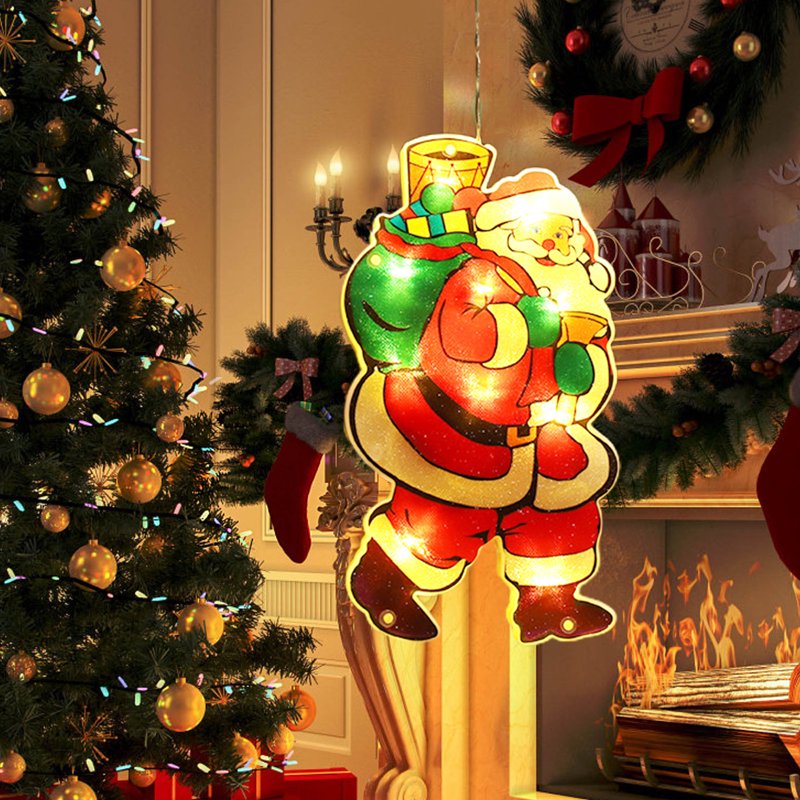 Battery Operated Christmas Window Hanging Lights with Suction Cups - Indoor Holiday Decor