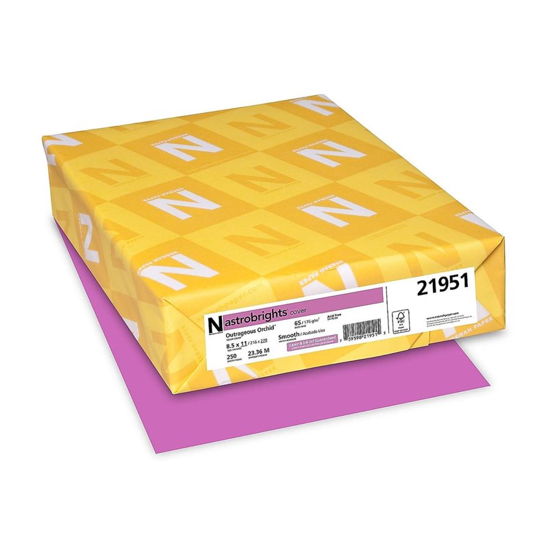 Color Cover Stock - Orchid - 250 Sheets, Bright Cardstock for Crafts & Printing