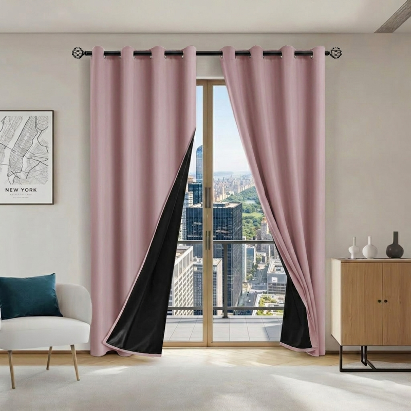 Blackout Window Curtains Set - Room Darkening Thermal Insulated Drapes