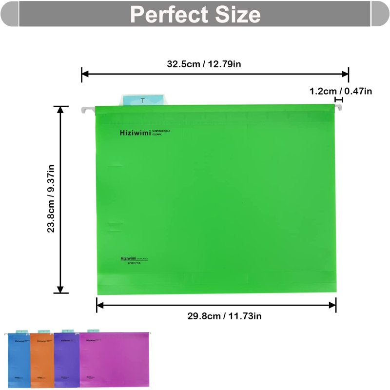 15 Pack PVC Hanging File Folders Letter Size Color-Coded Office Organizer