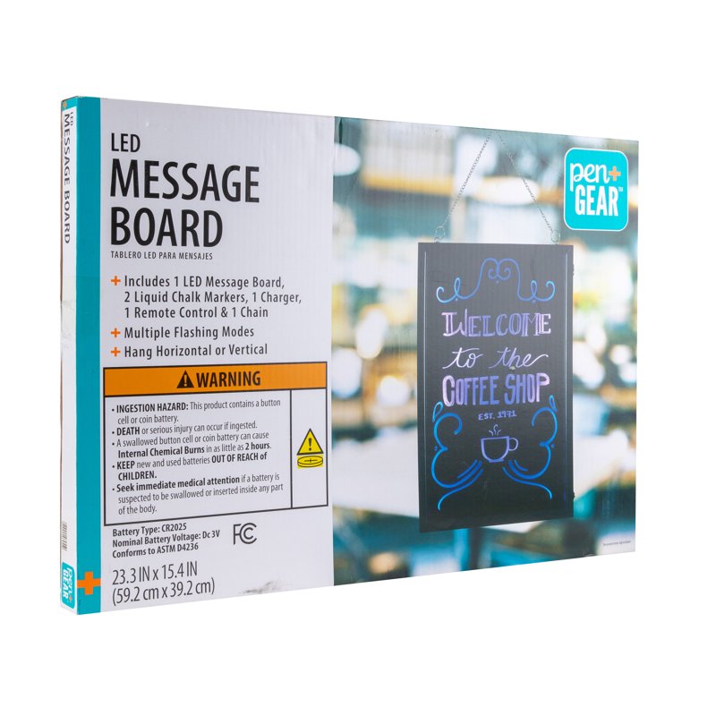 LED Message Board with Remote & Markers - 15.7 x 23.6 Inches, Multi-Mode Flashing