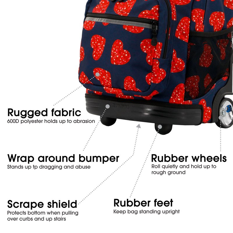 Women's 18-Inch Rolling Backpack for School & Travel - Durable & Spacious