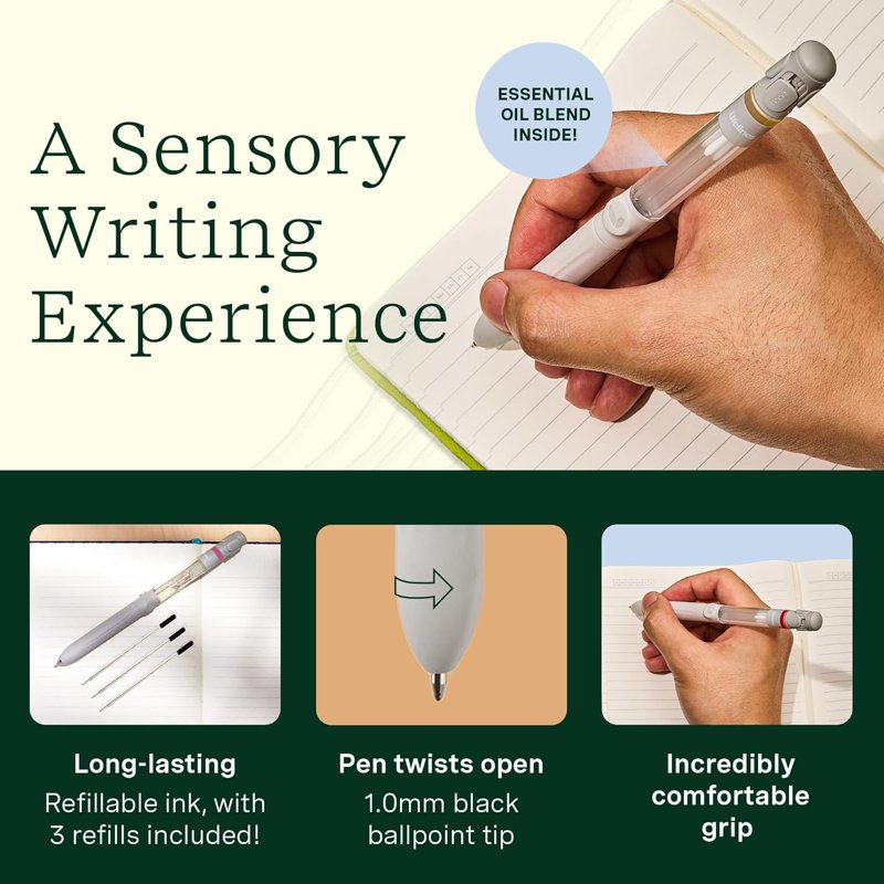 Scented Pen Diffuser Set with Nostalgic Aromas - 3 Pack, Black Ballpoint Pens