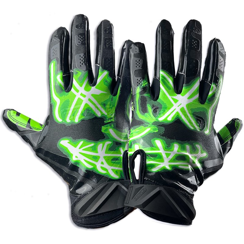 American Football Gloves - Adult Large Neon Green Football Receiver Gloves