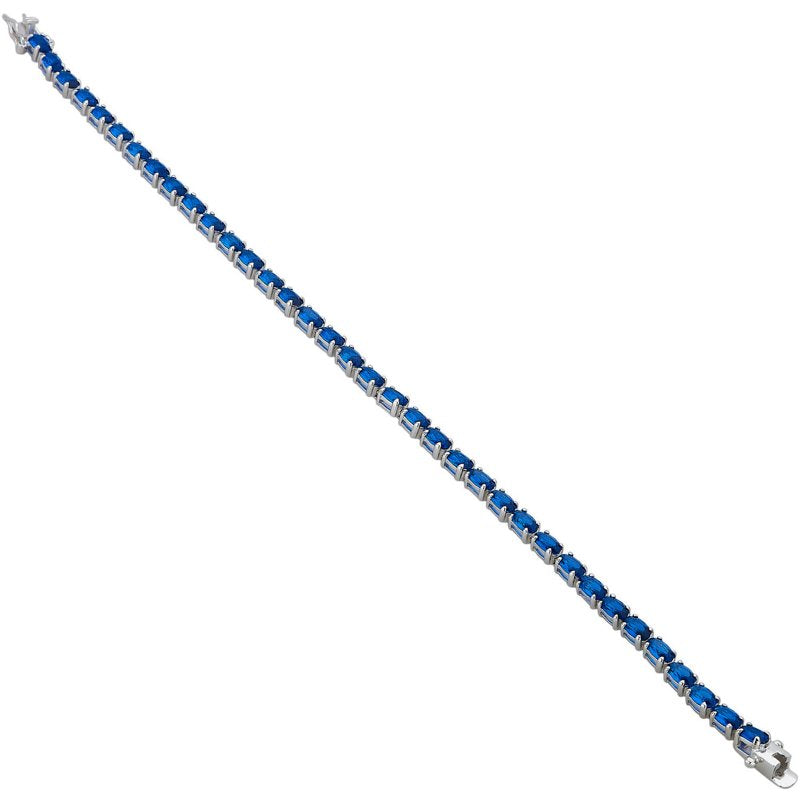 Blue Sapphire Sterling Silver Tennis Bracelet 7.5 Inch Jewelry Gift