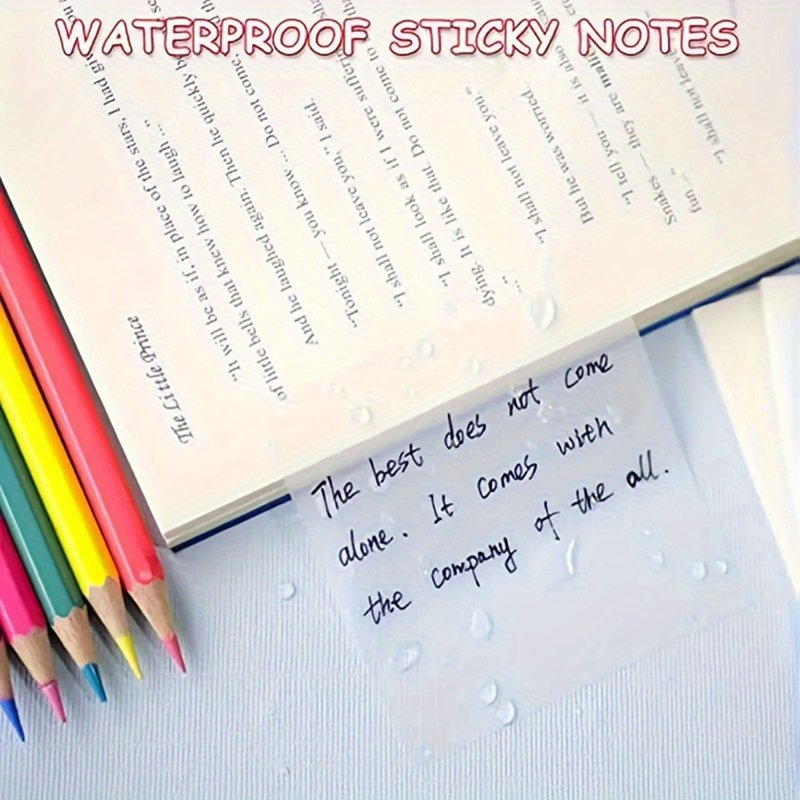 6 Pack Transparent Sticky Notes - Waterproof 3x3 Inches Clear Translucent Sheets