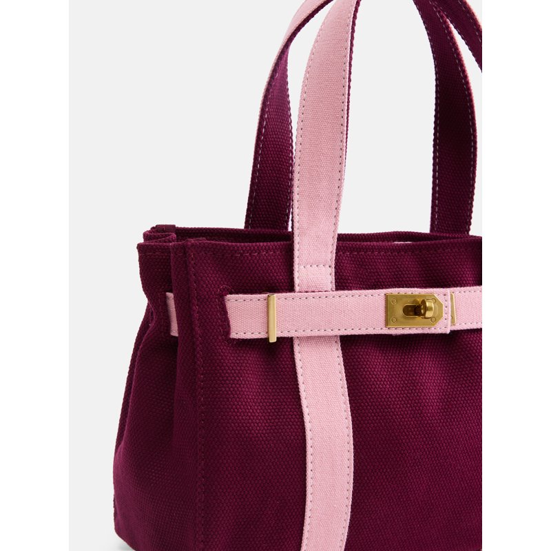 Women's Small Canvas Tote Handbag with Front Buckle - Multiple Colors