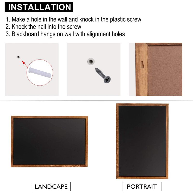 Large Rustic Wood Framed Magnetic Chalkboard 36x24 Wall Sign for Menu & Home