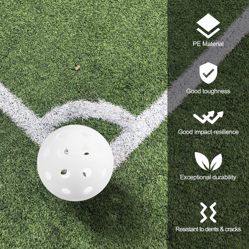 Uxcell Luminous Pickleball Balls 6 Pack - Glow in the Dark, 40-Hole, White (Variation: White) Mesh Bag