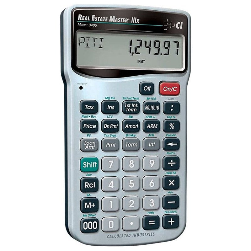 Real Estate Financial Calculator with 9-Digit Display - Silver, Portable