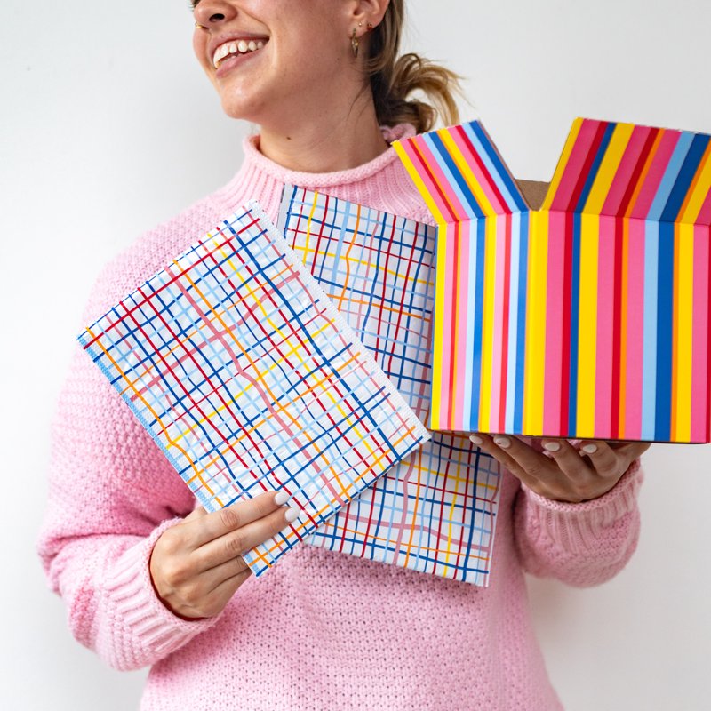 Small Shipping Box 6x6x6 Inches - Pack of 3 Striped E-Commerce Packaging