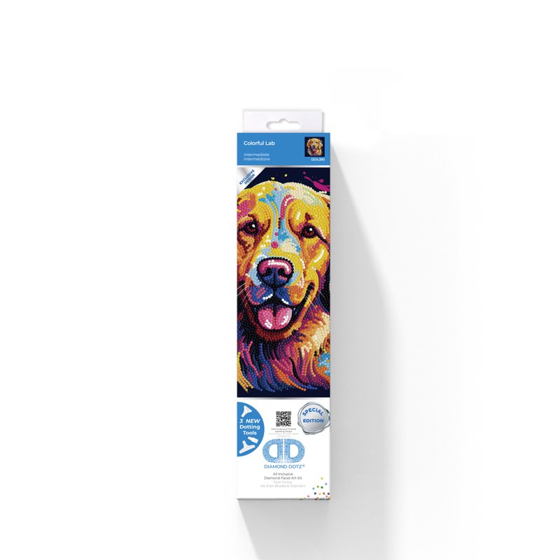 Diamond Painting Kit for Kids & Adults - Colorful Labrador Design, 10x10 Inches