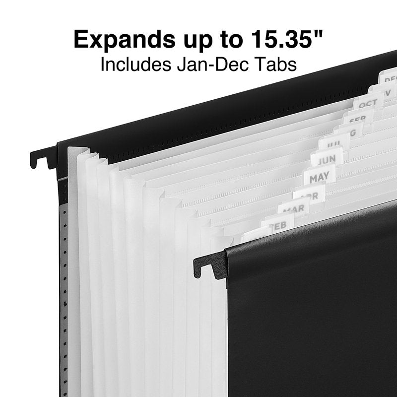Staples Moisture-Resistant Hanging File Folder 13-Pocket Letter Size Black