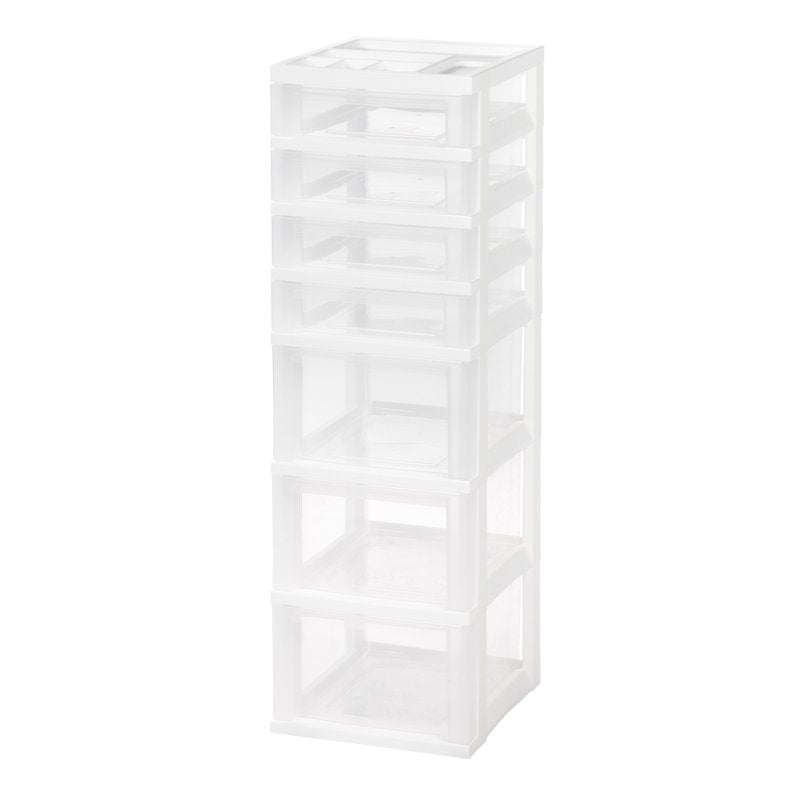 Plastic Storage Rolling Cart with 7 Drawers, White Office Organizer