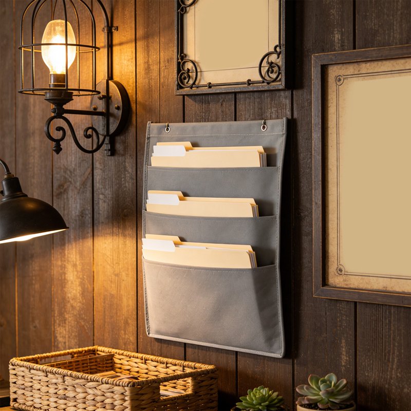 Wall File Organizer with 6 Pockets - Hanging Letter & A4 Paper Storage