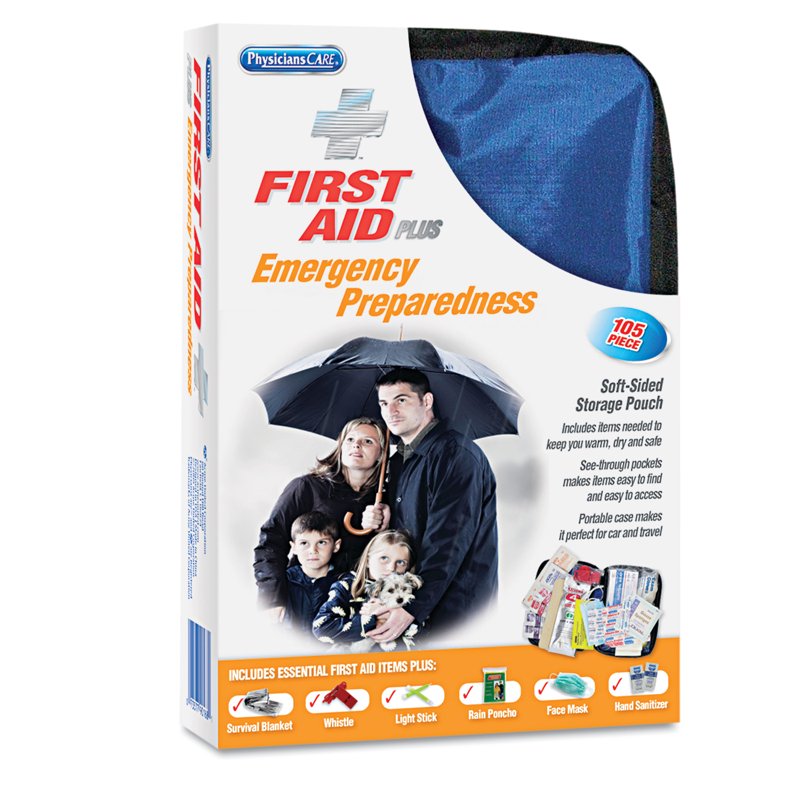 Essential First Aid Kit with 105 Pieces in Fabric Case for Home, Car, Travel