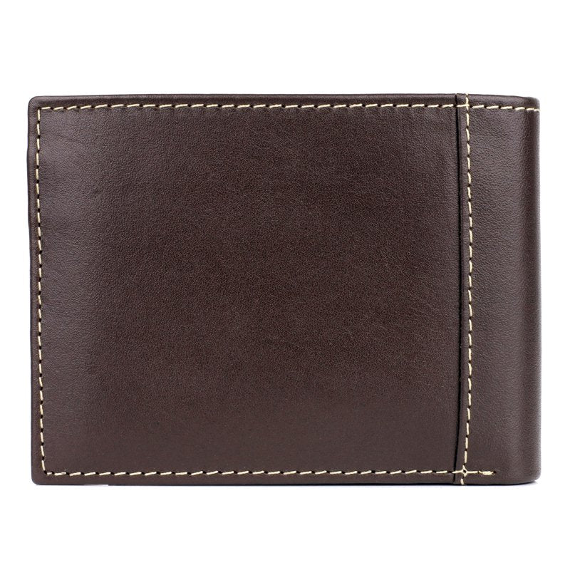 Men's Leather Wallet with Multiple Card Slots and ID Windows - Brown
