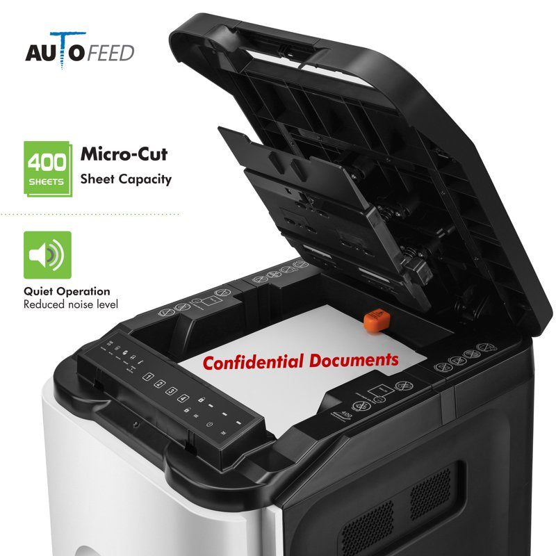 Aurora Commercial 400-Sheet Auto Feed Micro-Cut Paper Shredder Security Level P-5