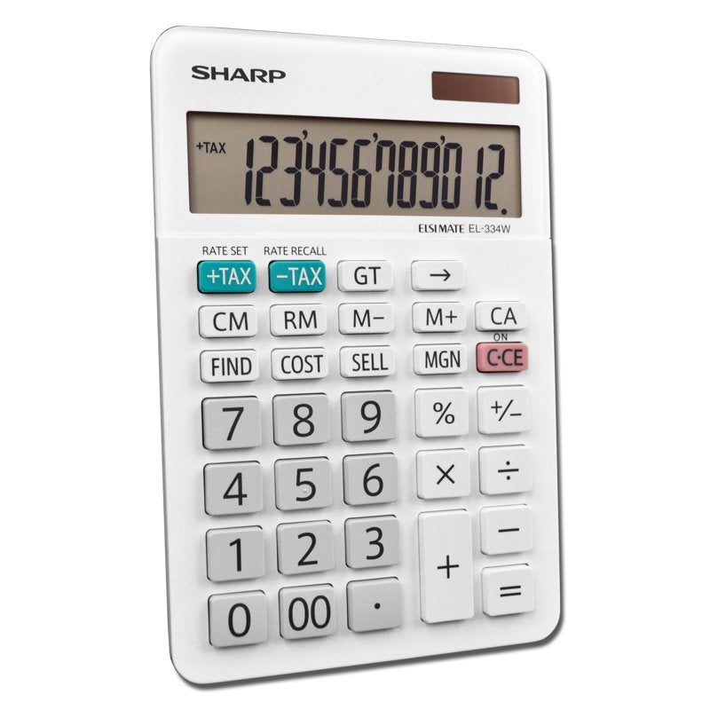 12-Digit Desktop Calculator with Kickstand, Solar Power & Memory - Office & Home