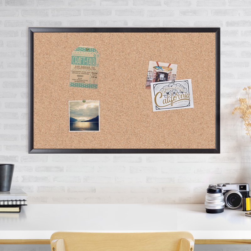 U Brands Cork Bulletin Board 36 x 24 Inches with Black MDF Frame