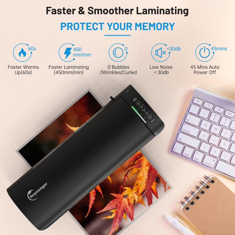 A4 Laminator Machine with 20 Pouches Hot Cold 9-Inch Personal Laminator for Home Office School