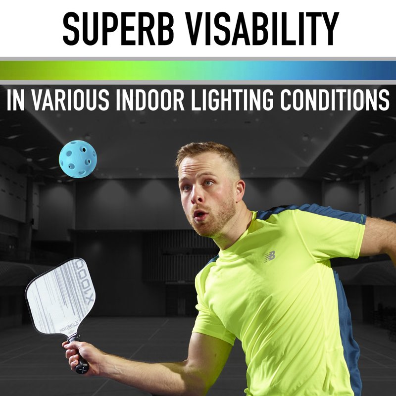 X-26 Indoor Pickleballs - Official Size, 12 Pack, Neon Blue