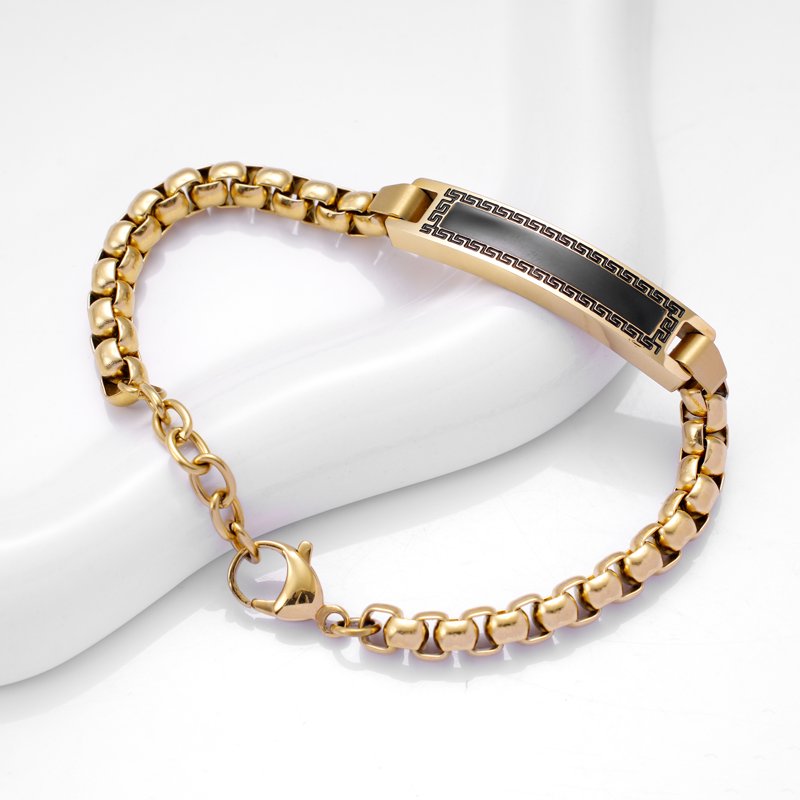 Men's 18K Gold Plated Stainless Steel ID Bracelet - Classic Jewelry