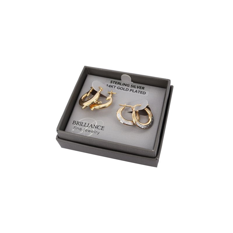 Sterling Silver Gold-Plated Dolphin & Greek Key Hoop Earrings - Hypoallergenic, 14mm & 16mm
