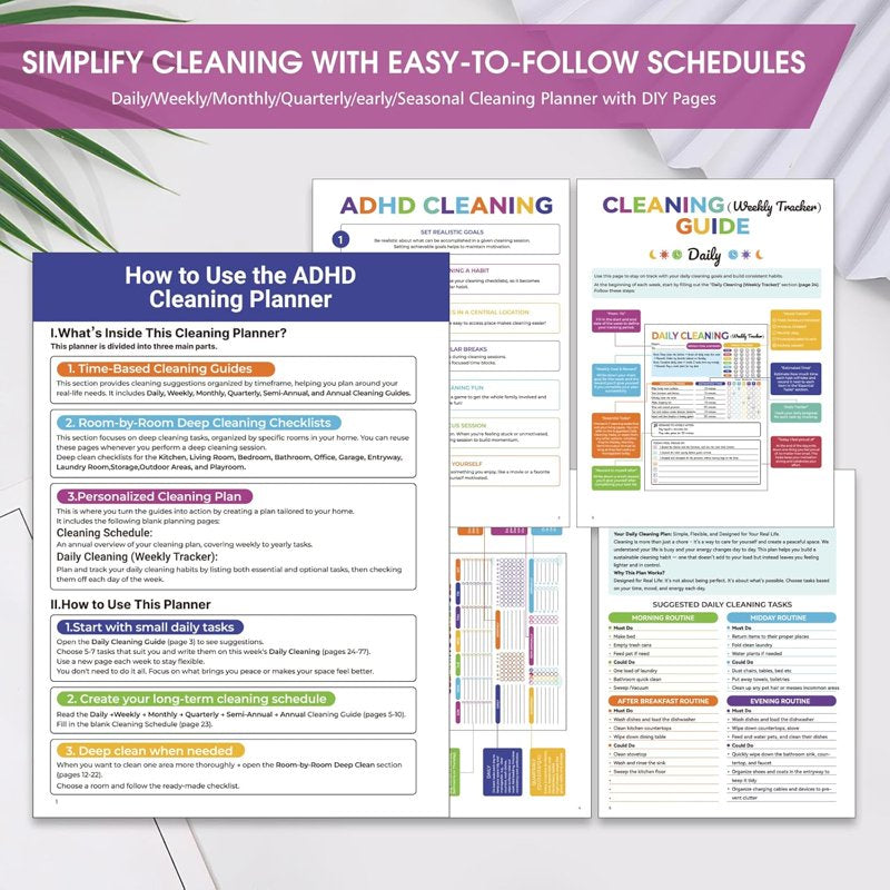 Reusable ADHD Cleaning Planner for Adults - Blue Organizer & Routine