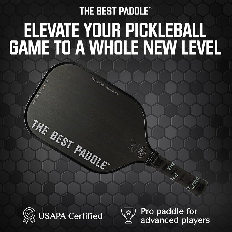 Paddleball Paddle with Carbon Fiber Surface & 16mm Polymer Core - Elongated Handle, 8 oz USAPA Certified