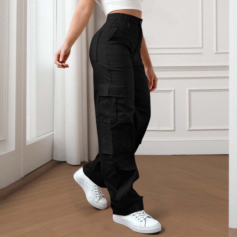 Women’s High Waist Cargo Pants with Pockets for Casual & Outdoor Wear